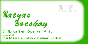 matyas bocskay business card